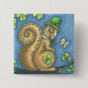 ST. PATRICK'S DAG, LUCKY IERSE EIKHORNKNOP KNOP VIERKANTE BUTTON 5,1 CM