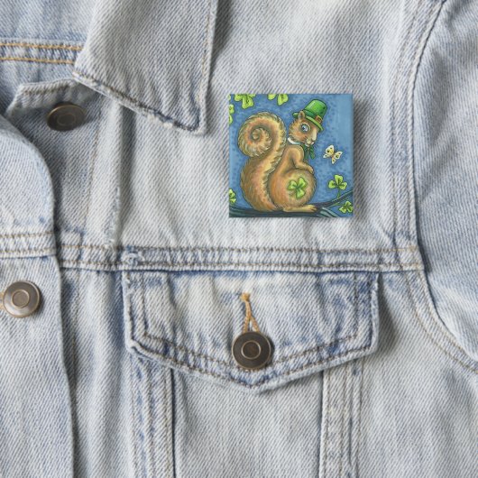 ST. PATRICK'S DAG, LUCKY IRISH SQUIRREL BUTTON Squ (In situ)