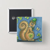 ST. PATRICK'S DAG, LUCKY IRISH SQUIRREL BUTTON Squ (Voorkant /achterkant)