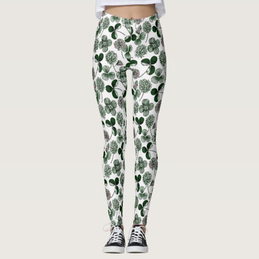St Patricks dag patroon klaver Leggings (Voorkant)