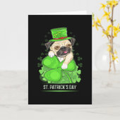St Patricks Dag Puppy Pug Kaart (Gele Bloem)