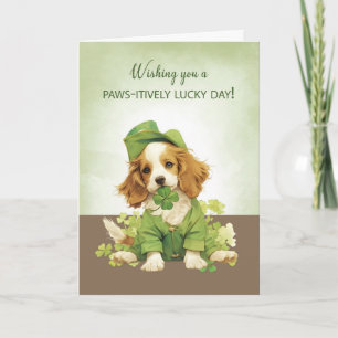 St. Patricks Dag Schattigee Puppy Dog Lucky Wishes Kaart