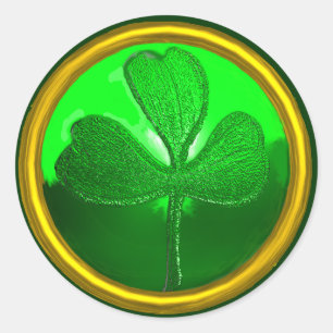 ST. PATRICK'S DAG SHAMROCK Green Gold Ronde Sticker
