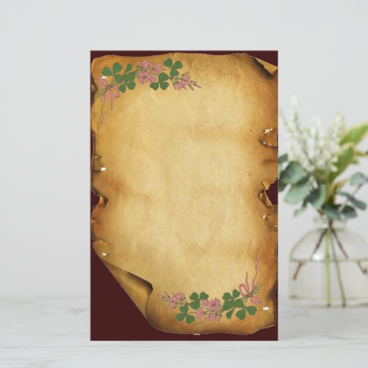 ST. PATRICK'S DAG/Shamrocks op bruin perkament Briefpapier (Staand voorkant)