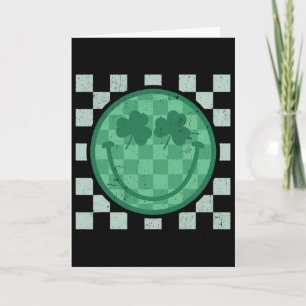 St Patricks Dag Smile Shamrock Face Retro Groovy Kaart
