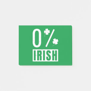 St Patrick's Day 0% Irish Four Leaf Clover Post-it® Notes