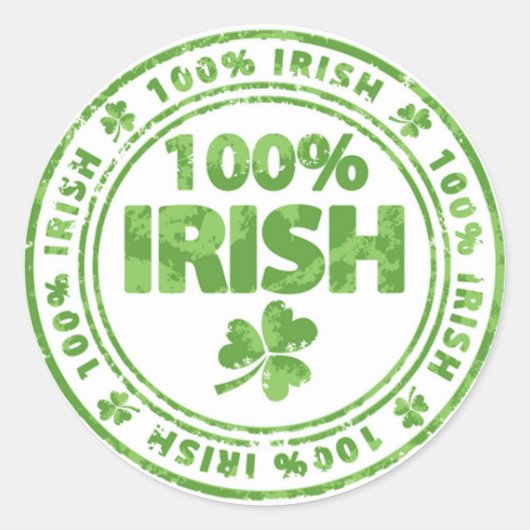 St Patrick's Day 100% Iers Ronde Sticker (Voorkant)