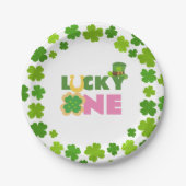 St. Patrick's Day 1e verjaardag Lucky One Shamrock Papieren Bordje (Voorkant)
