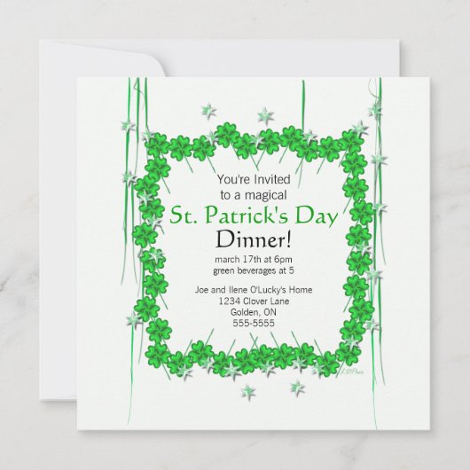 St. Patrick's Day 4-Leaf Clover and Stars Kaart (Voorkant)