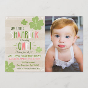St. Patrick's Day 4 Leaf Clover Birthday Invite Kaart