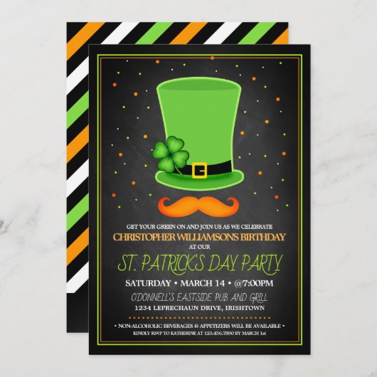 St. Patrick's Day Adulte Anniversaire Invitations (Devant / Derrière)