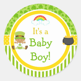 St Patrick's Day African American Boy Baby shower Ronde Sticker