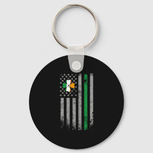St Patricks Day American Irish Flag Shamrock Sleutelhanger