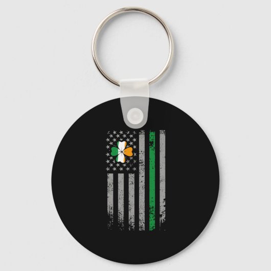 St Patricks Day American Irish Flag Shamrock Sleutelhanger (Voorkant)