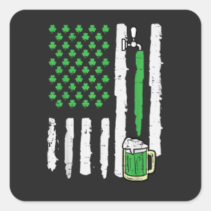 St Patricks Day Amerika Vlag Heilige Vierkante Sticker