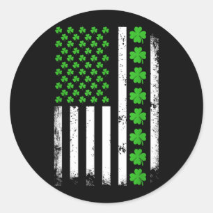 St. Patrick's Day Amerikaanse Vlag Klaver Ierse Ma Ronde Sticker