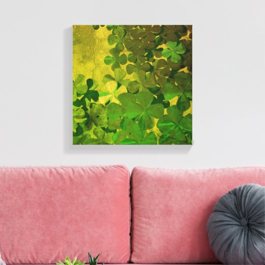 St. Patrick's Day and Good Luck ,  vierleaf klave Canvas Afdruk (Insitu (Woonkamer))