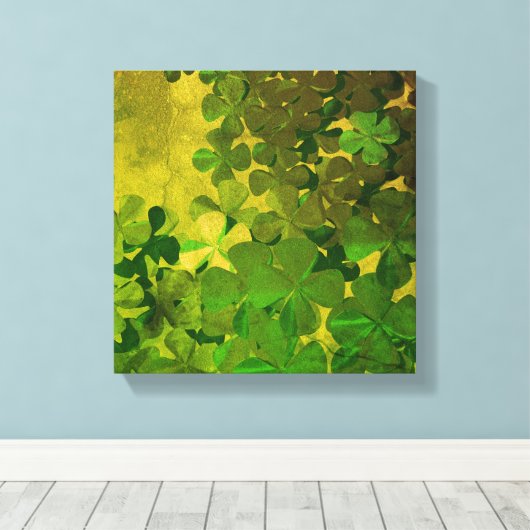 St. Patrick's Day and Good Luck ,  vierleaf klave Canvas Afdruk (Insitu (Houten vloer))