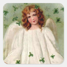 St. Patrick's Day Angel en Shamrocks op Sticker