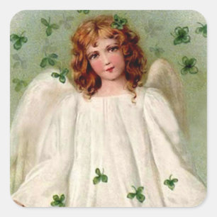 St. Patrick's Day Angel en Shamrocks op stickers