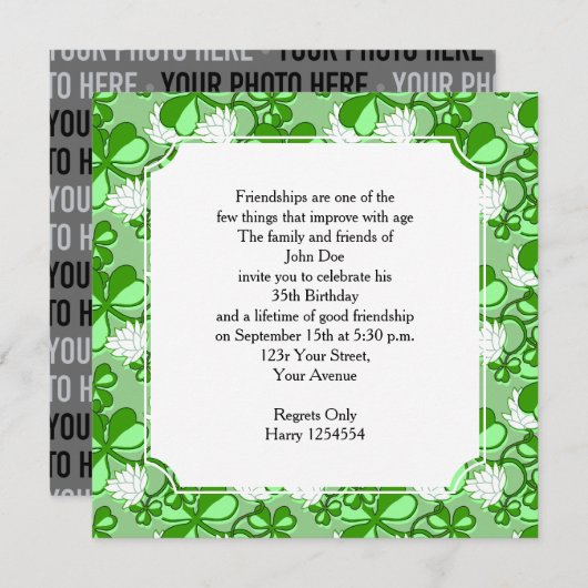 St. Patrick's Day Anniversaire Fête Invitation (Devant / Derrière)
