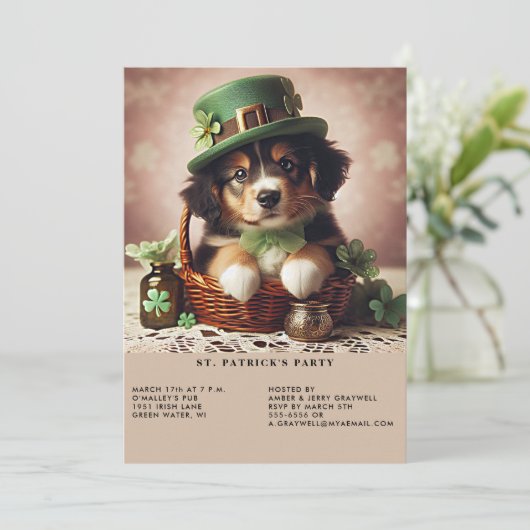 St Patrick's Day Australische Herder Puppy Kaart (Staand voorkant)