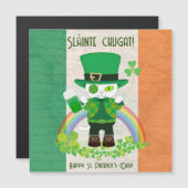 St. Patrick's Day avec une carte magnétique Chat c (Devant / Derrière)