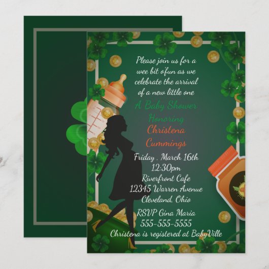 St. Patrick's Day Baby shower Invitation Kaart (Voorkant / Achterkant)