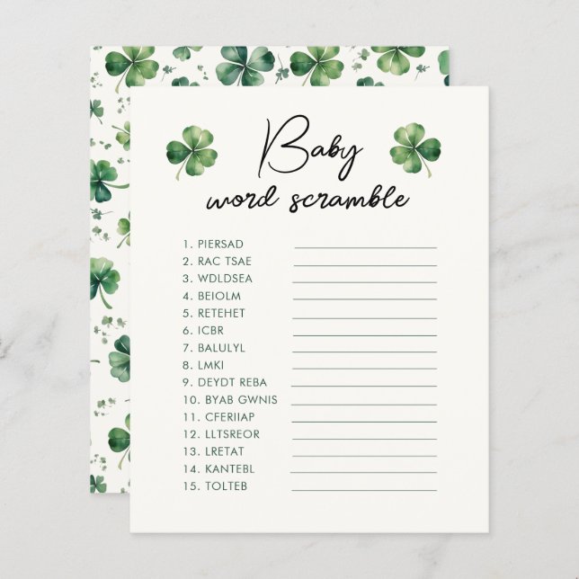 St. Patrick's Day Baby Word Scramble Game (Voorkant / Achterkant)