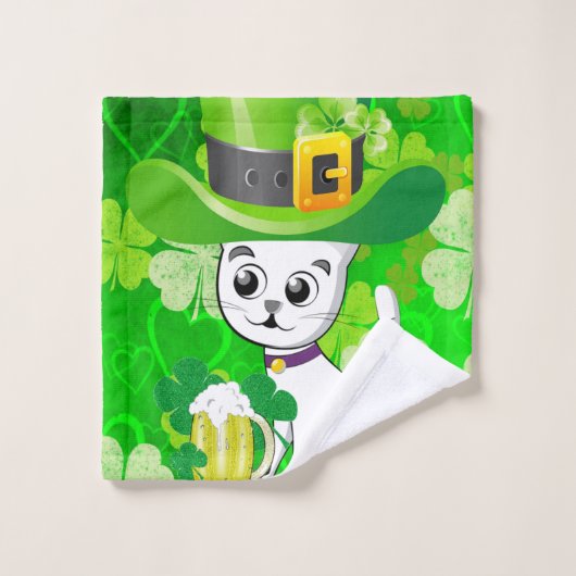 St. Patrick's Day Bathroom Towel Set Cat Bad Handdoek (Wasdoekje)