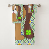 St. Patrick's Day Bathroom Towel Set Dog Bad Handdoek (Insitu)