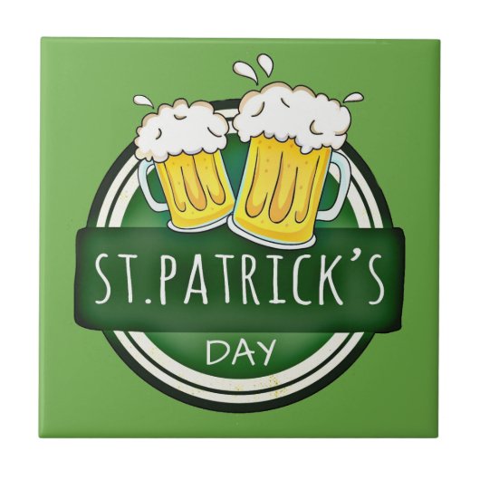 St. Patrick's Day, Beer Mokken, Irish Green Tegeltje (Voorkant)