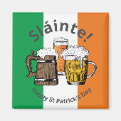 ST PATRICKS DAY Beer Sláinte Irish Flag Magneet (Voorkant)