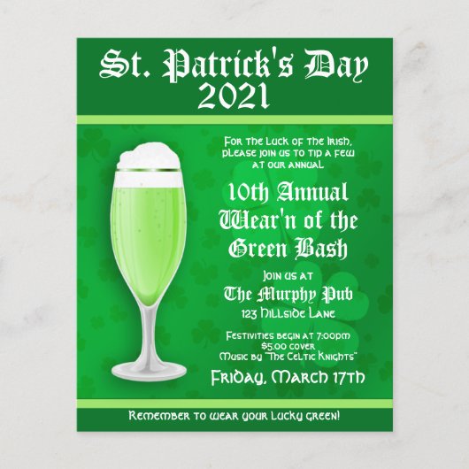 St. Patrick's Day Bier Evenement Uitnodigingsfolde Flyer (Voorkant)
