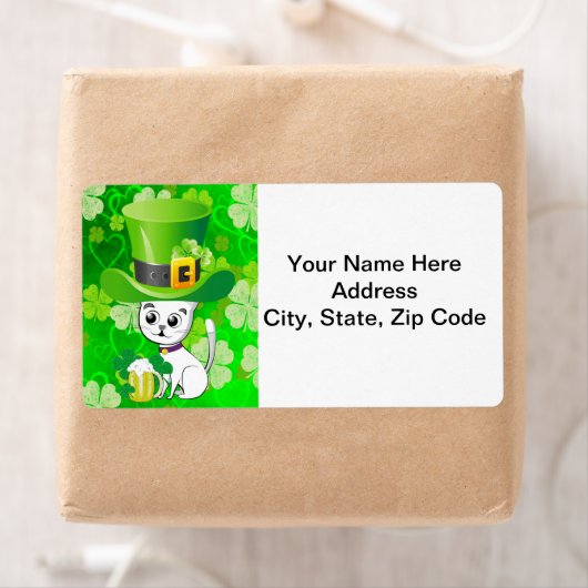 St. Patrick's Day Bière Chat Étiquette (En situation)