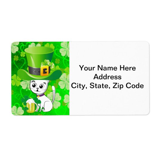 St. Patrick's Day Bière Chat Étiquette (Devant)