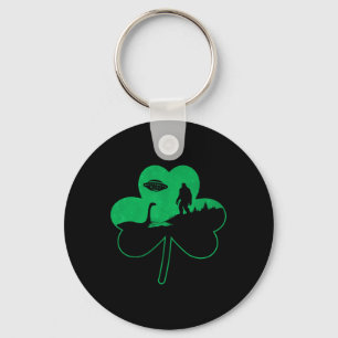 St Patricks Day Bigfoot Nessie Ufo Alien Shamrock Sleutelhanger