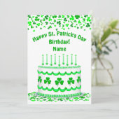 St Patrick's Day Birthday Cake Custom Candles Flat Kaart (Staand voorkant)