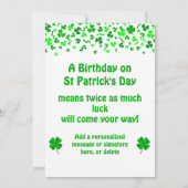 St Patrick's Day Birthday Cake Custom Candles Flat Kaart (Achterkant)