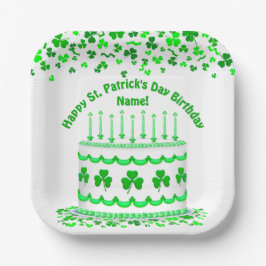 St Patrick's Day Birthday Cake Custom Candles Papieren Bordje