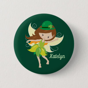 St. Patrick's Day Birthday Girl Fairy Cute Custom Ronde Button 5,7 Cm