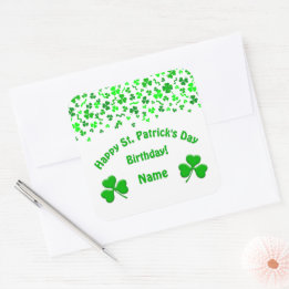 St Patrick's Day Birthday Green Shamrocks Confetti Vierkante Sticker