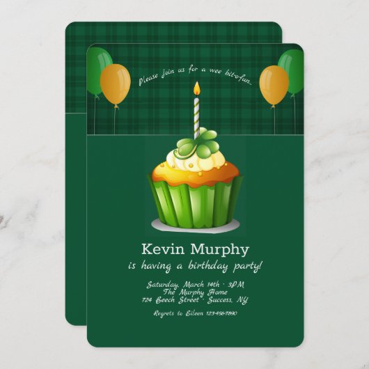 St. Patrick's Day Birthday Party Invitation Kaart (Voorkant / Achterkant)