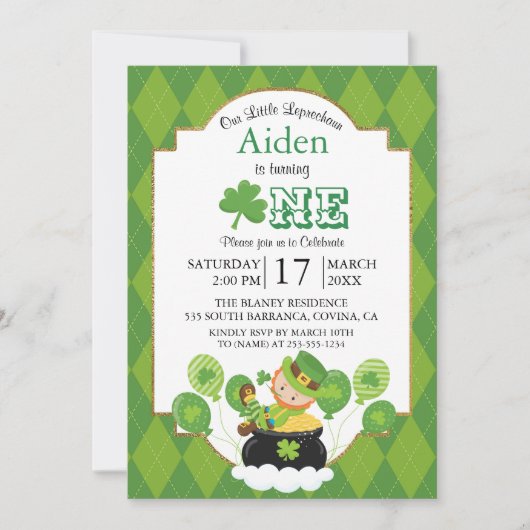 St. Patrick's Day Birthday Party Invitation Kaart (Voorkant)