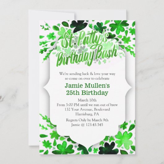 St. Patrick's Day Birthday Party Invitation Kaart (Voorkant)