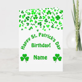 St Patrick's Day Birthday Shamrocks Personalized Kaart