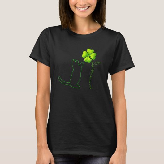St Patricks Day Black Cat My Lucky Charm Shamrock T-shirt (Voorkant)