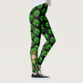St Patrick's Day Black en Green 4 Leaf Clover Leggings (Rechts)