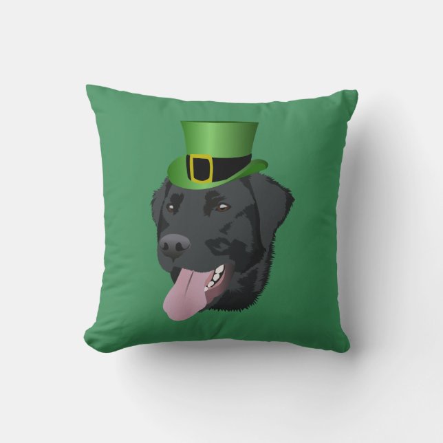 St. Patrick's Day Black Lab Kussen (Voorkant)