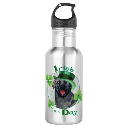 St. Patrick's Day Black Lab Waterfles (Voorkant)